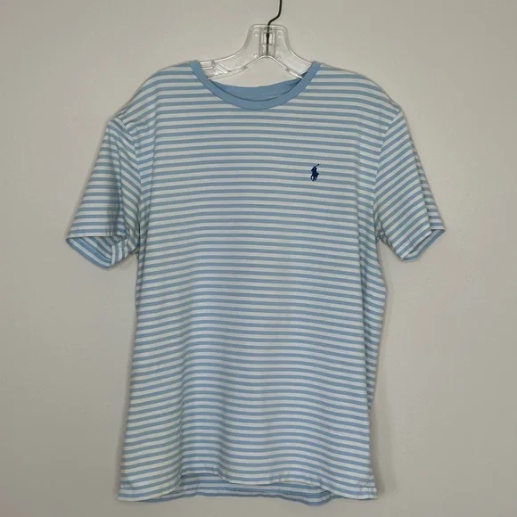 Polo Ralph Lauren Blue and White Crew Neck Short Sleeve Tee Size Large - Picture 1 of 4